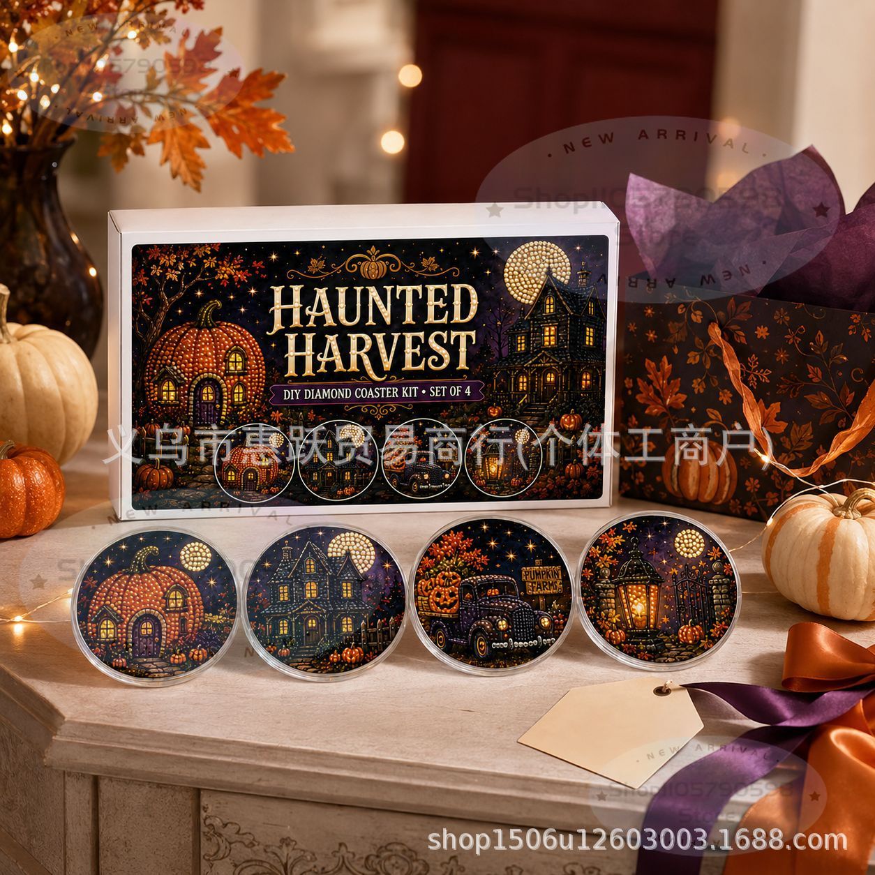 Art Craft Kit - Halloween knutselavond diamant schilderij onderzetters set