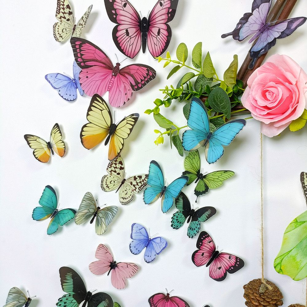Art And Craft For Nursery - Kunstmatige vlinder, PVC-wandsticker, kleurrijke, realistische stickers