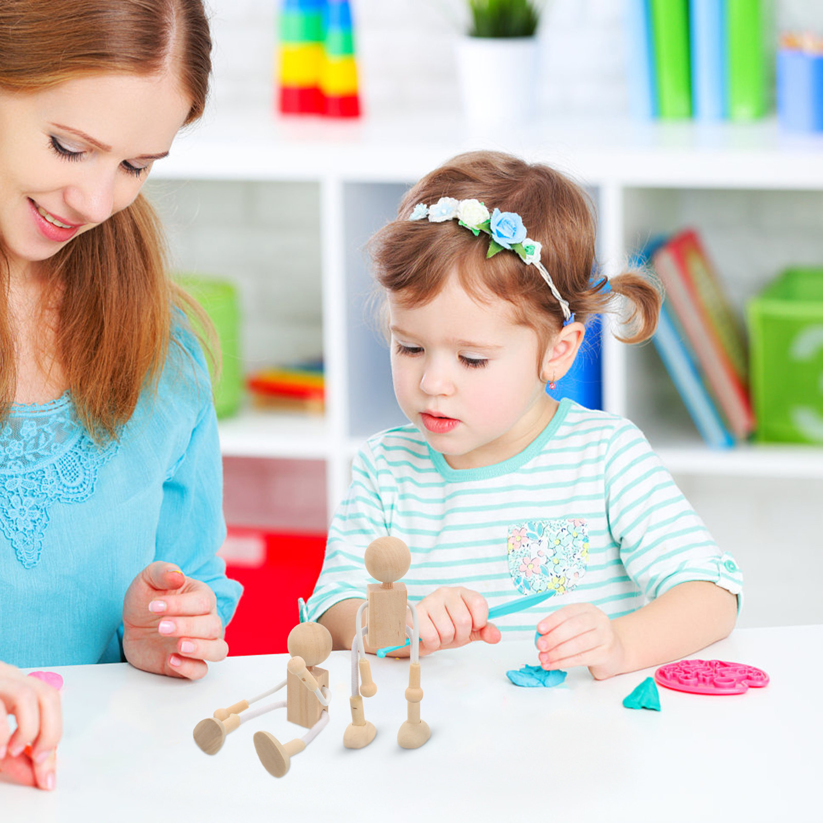 Art Craft Kit - 4-delige houten figuurtjes set, gemaakt van