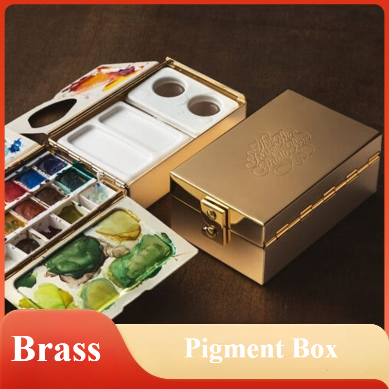 Gouache Paint Set - Multifunctionele reismessing gegalvaniseerde aquareldoos, draagbare kleurenmenging,
